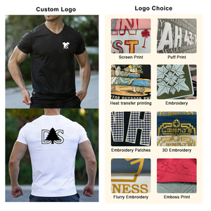 T-shirts pour hommes en coton 100% respirant de qualité supérieure 200 g/m² Coupe régulière <span class=keywords><strong>Col</strong></span> en <span class=keywords><strong>V</strong></span> <span class=keywords><strong>Blanc</strong></span> pour un usage quotidien décontracté - Product Image 5
