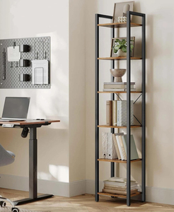 <span class=keywords><strong>Librero</strong></span> de Madera Elegante de 6 Niveles con Estructura Metálica, Estantería de Estilo Rústico y Mueble de Salón para Espacios Pequeños - Product Image 2