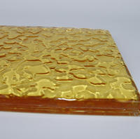 Panel de Vidrio Rectangular con Textura Ondulada Amarilla, Decorativo para Pared, Estilo Contemporáneo, Estructura Sólida