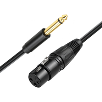 Câble micro XLR 3 broches femelle vers TS 6,35 mm mâle-femelle de 1,8 m, jack mono TS 1/4 pouce, non équilibré, gaine PVC pour amplificateur et table de mixage