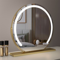 NOUVEAU Miroir de coiffeuse rond de style luxueux avec éclairage, rotation à 360 degrés, écran tactile, miroir de maquillage avec lumière LED circulaire à intensité variable