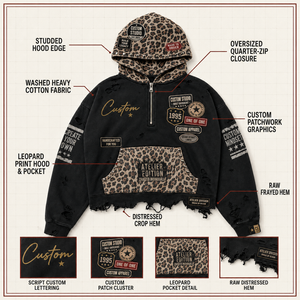 Vente en gros de sweat à capuche zippé 450 g/m², effet délavé, avec poche cargo, strass, patchwork graphique vieilli, style streetwear, logo personnalisé, pour homme - Product Image 3