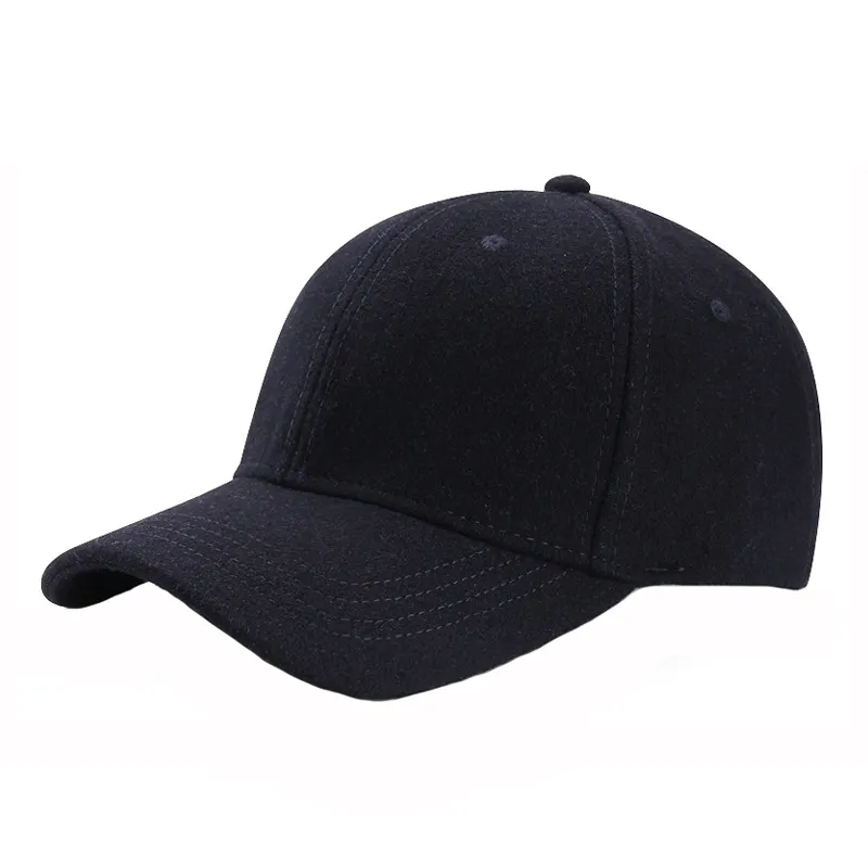 Özel logo unisex kış yün spor şapka erkek kalın sıcak beyzbol şapkası düz renk soğuk geçirmez kadın spor şapkaları
