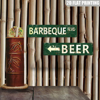 Letrero metálico largo de Barbeque Blvd, decoración de pared estilo retro para patio trasero y cueva de hombre