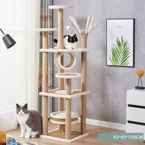 Fabrika toptan lüks Pet ürünleri kedi ağacı tırmalama Sisal mesajları modern kedi mobilya modern lüks kedi ağacı