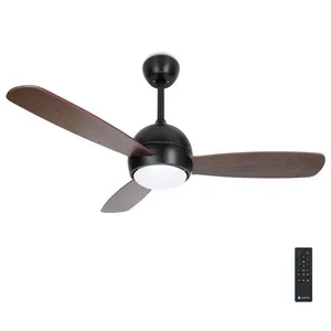 Ventilador de techo de 42 pulgadas, 3 aspas, 6 velocidades, luz LED, negro - ideal para climatizar espacios y decorar habitaciones. - Product Image 1