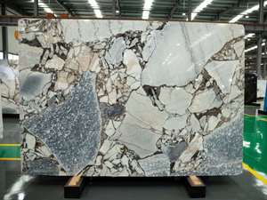 Modern Ocean Storm Marble Bookmatch Blue White Calacatta Blue Marble pour escaliers Indoor Kitchen Countertop Island - Product Image 3