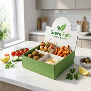 Boîte alimentaire en papier personnalisée imprimée en gros, économique, écologique, portable avec poignée pour kebab, poulet, shawarma - Product Image 2