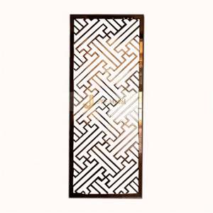 Brown Stainless Steel <b>Frame</b> <b>Mounted</b> Glass Waterproof Translucent Multifunctional Customizable Design Screen Room Divider - Product Image 5