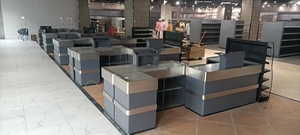 2022 nouvelle caisse enregistreuse assemblée du caissier de bureau de <span class=keywords><strong>comptoir</strong></span> de caisse de supermarché de dernier style pour le centre commercial - Product Image 6