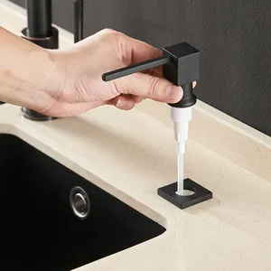 מתקן סבון למטבח בגימור שחור מובנה מתקן משטח דלפק 2306 סיפון רכוב משאבה מרובעת מכשירי סבון למטבח