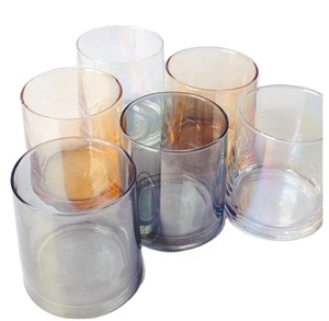 ขวดแก้วใสหลากสีปากกว้างสำหรับเทียนทีไลท์แบบหรูหราสั่งทำพิเศษ ภาชนะใส่เทียนแบบมีประกายรุ้ง - Product Image 1