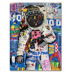 Home decoration dropshipping 100% hand-painted Astronaut popular art Canvas Pop Art graffiti art canvas oil Painting
