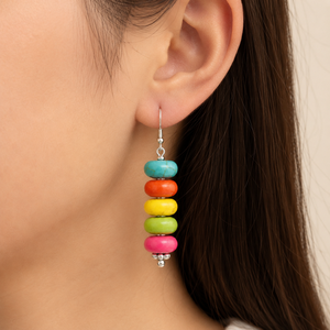 Pendientes Colgantes Hechos a Mano con Incrustaciones de Piedras Naturales, Aretes Decorados con Ágata Multicolor y Turquesa para Mujer, Suministro al por Mayor - Product Image 2