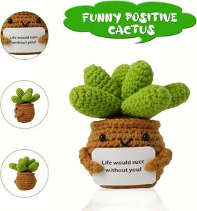 Crochet <b>Potted</b> Plants Creative Knitted <b>Potted</b> Plants Emotional Positive <b>Succulents</b> Positive Life Potato Doll Ornaments Gifts - Product Image 2