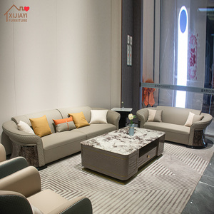 Ensemble de canapés en cuir véritable Nappa de style italien moderne pour un espace de vie haut de gamme dans un penthouse - Product Image 1