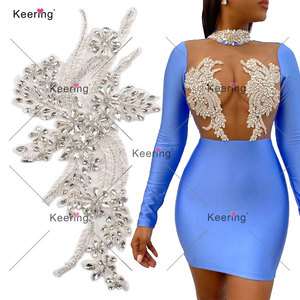Precio al por mayor 3D Flor <span class=keywords><strong>de</strong></span> diamantes <span class=keywords><strong>de</strong></span> imitación cristal corpiño apliques faja hombro vestido parches para cumpleaños vestido <span class=keywords><strong>de</strong></span> graduación WDP-296 Keering - Product Image 3