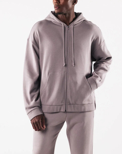 เสื้อมีฮู้ดแบบซิปสำหรับผู้ชายเสื้อแนวสตรีทไซส์ใหญ่เปิดไหล่ไม่มีซิปออกแบบโลโก้ได้ตามต้องการ - Product Image 6