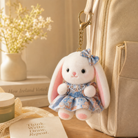Peluche personnalisée lapin floral brodé, cadeau de vacances, vente en gros, OEM, ODM, faible MOQ, direct usine