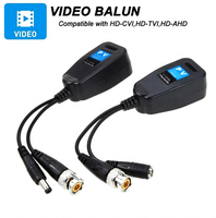 Transceptor de Video Pasivo Balun RJ45 Coaxial BNC para Cámaras HDCVI, HDTVI, AHD y Analógicas de Alta Definición, Conectores de Alimentación