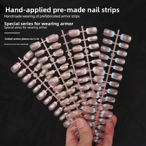 Nuevas llegadas de verano: Uñas postizas premium estilo francés en tonos <span class=keywords><strong>verde</strong></span> menta helado y nude, ultra favorecedoras para piel clara, forma cuadrada mediana. - Product Image 2