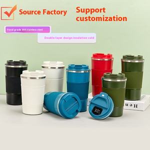 Tasse à eau de voiture moderne en acier inoxydable 304 Thermos à café intelligent de trois générations Manchon en silicone antidérapant Hot Cross-Border - Product Image 2