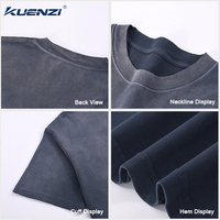 T-shirt Kuenzi dégradé 250 GSM en coton épais délavé à l'acide, style vintage vieilli, épaules tombantes, streetwear, direct usine, prêt à expédier