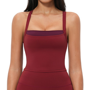 Nuevo sujetador deportivo ligero y transpirable para mujer, con sensación de segunda piel, para yoga, elástico en cuatro direcciones, con espalda cruzada y bloques de color. - Product Image 4