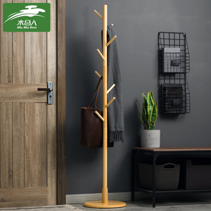 Porte-manteau en bois massif, simple et pratique, pour vêtements, sur pied, vertical, pour chambre à coucher, amovible, rangement domestique - Product Image 3