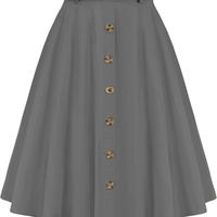 Faldas Midi acampanadas de cintura alta Vintage para mujer, poliéster elástico, seda bordada, transpirable, incluye bolsillos, cinturones