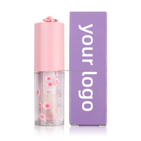 4ml Glansrijke Lipgloss Hartvormige Tube Private Label Reisset Formaat Vloeibare Lipkleur Cosmetica Fruit Smaak Lip Olie Sleutelhanger