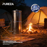 Système de filtration d'eau de comptoir en acier inoxydable PUREZA NSF42/53 Gravity 2,25 / 2,9 gallons avec éléments filtrants Black B-erkey BB9-2