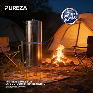 Sistema de Filtro de Agua de Sobremesa de Acero Inoxidable PUREZA NSF42/53 Gravity de 2.25/2.9 Galones con Elementos Negros B-erkey y Filtro BB9-2 - Product Image 6