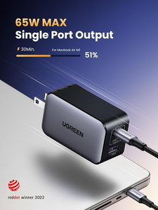 Cargador USB C UGREEN Nexode 65W GaN, Cargador de Pared Rápido de 3 Puertos, Adaptador Plegable para MacBook <span class=keywords><strong>Pro</strong></span> Air, iPhone 15 16 17, Samsung S25 - Product Image 3