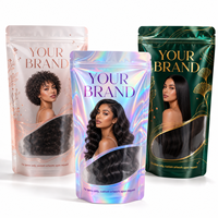 Fabricant de sacs à perruques personnalisés, sacs d'emballage pour perruques avec fermeture éclair givrée, pochettes de rangement pour extensions de cheveux imprimées sur mesure, OEM