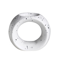 Support de bougie chauffe-plat en céramique creux en forme d'anneau, style mat moucheté, bougeoir votif géométrique moderne pour décoration de table et de maison