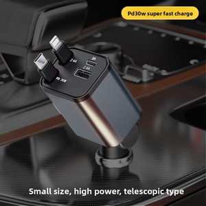 2025 Super Fast <span class=keywords><strong>Mini</strong></span> 4 en 1 Cargador de coche Venta caliente <span class=keywords><strong>USB</strong></span> Tipo <span class=keywords><strong>C</strong></span> Cargador de teléfono con pantalla de voltaje Nuevo accesorio de coche - Product Image 6