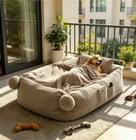 Lit pour chien surdimensionné, ensemble modulaire, mousse déchiquetée de qualité meubles, canapé-lit avec poche de rangement pour grands chiens