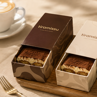 Boîte à dessert Tiramisu de qualité alimentaire, emballage en papier, boîte à gâteau avec fenêtre transparente, couvercle pliable, carton kraft écologique, recyclable