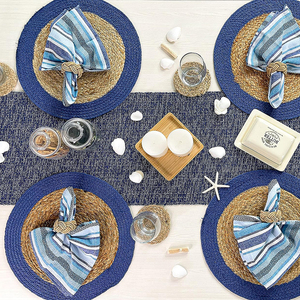 Napperons ovales réutilisables de décoration de table en tissu à carreaux Boho de coton à la mode - Product Image 1