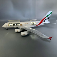 Modèle d'avion AJB 46cm A380 Emirates, double porte ouvrable, avec éclairage LED et train d'atterrissage, modèle d'avion en résine