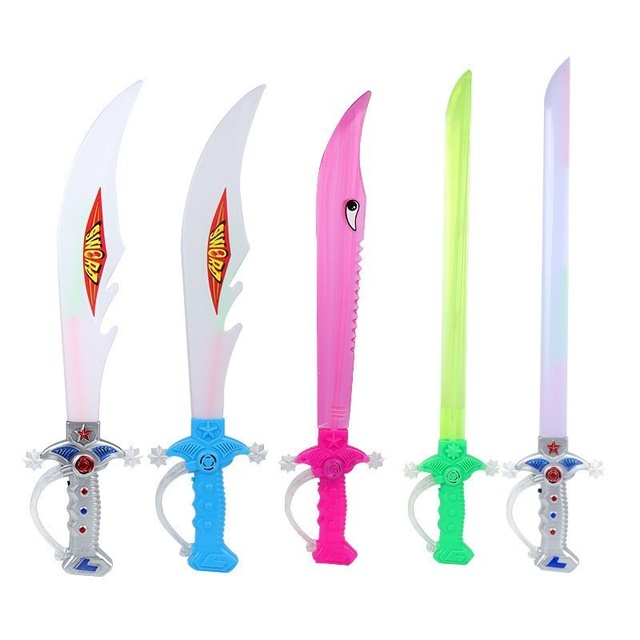 LED Light up Flashing Sound Effects Plastic Shark Sword Toy Children Lightsaber Induction Glow Sword Party Neon Party Toy