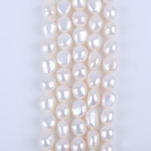 Perles d'eau douce baroques Zhuji 9-10 mm, produit semi-fini naturel, perles irrégulières à trou droit double face, perles en vrac - Product Image 3