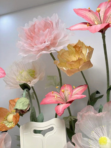 Lot de fleurs artificielles géantes (fragondes, roses, <span class=keywords><strong>lotus</strong></span>) à toucher réel, pour mariages et événements - Product Image 3