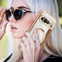 Étui de téléphone portable en cuir PU transparent avec placage de luxe, porte-cartes, étui à rabat magnétique de protection pour Google Pixel 10 Pro XL 10A