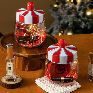 Cute Merry Christmas plastic gift box clear bottle container for kid toy cookie candy chocolate nuts snacks gift set packing pet