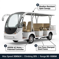 Bus touristique électrique 8 places, batterie 60V, autonomie 100-130km, moteur AC 4KW pour navette de zone touristique, certifié CE