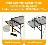 Portable 2 panneaux d'aile 3FT + 1.4 FT noir maille bureau hauteur réglable Table de gril pliante pour intérieur/extérieur plage barbecue pique-nique