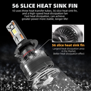 Ampoule de phare LED pour système d'éclairage automobile BMW V3 200W 6000K 35000LM, puces LED plus grandes, 12V H1 H3 H4 H7 H11, lentille de projecteur pour voiture - Product Image 4