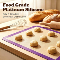 Tapis de cuisson en silicone violet à bords renforcés, avec noyau en fibre de verre, anti-taches, antiadhésif, facile à nettoyer, pour usage quotidien en cuisine